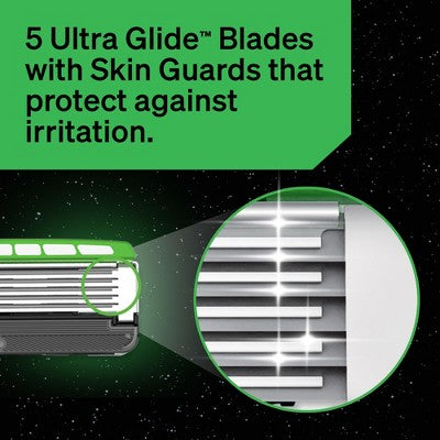 Schick Hydro Sensitive Men's 5 Blade Razor Handle with 3 Razor Refills - Star Wars Mandalorian and Grogu: Face, 4-Pack, Manual