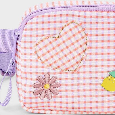 Girls' Gingham with Fruit Patches Fanny Crossbody Bag - Cat & Jack? Purple