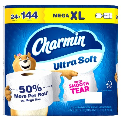 Charmin Ultra Soft Toilet Paper - 24 Mega XL Rolls