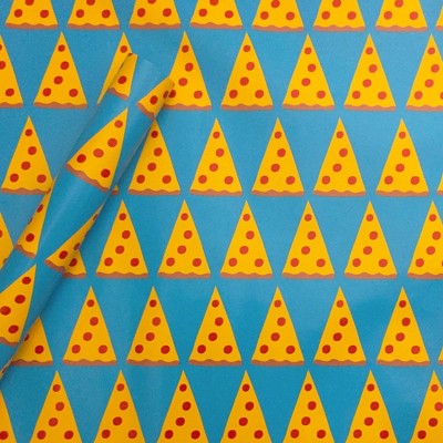 Pizza Paper Gift Wrapping Paper Blue/Orange/Yellow - Spritz: Boys Birthday Food Theme, 96" x 30" (LOCAL PICKUP ONLY)
