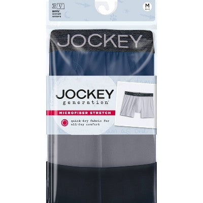 Jockey Generation Boys' 3pk Micro Mesh Boxer Briefs - Gray/Black/Navy M