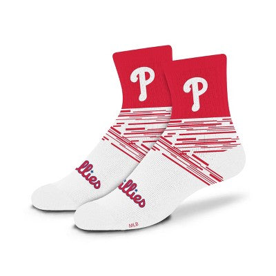 MLB Philadelphia Phillies Youth Quarter Socks - 2pk: Cushioned Heel & Toe, Team Logo