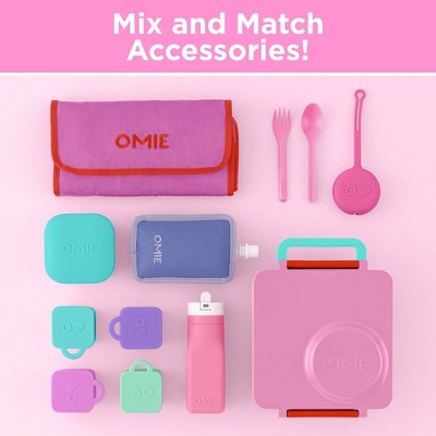 OMIE OmieBox Insulated Bento Lunch Box with Leakproof Thermos Food Jar 3 Compartments - Pink Berry