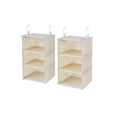 WeThinkStorage 2pk Attachable 3 Shelf Reinforced Hanging Closet Organizers 50lbs Capacity Ivory