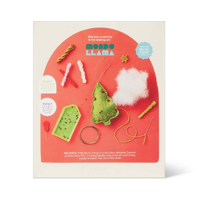 Christmas Craft 5ct Felt Ornaments Embroidery Kit - Mondo Llama