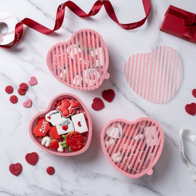 Cook with Color Heart Shaped with Stripe Print Semi Durable Food Storage Container