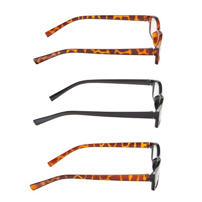 ICU Eyewear Oval Plastic Reading Glasses +2.00 - 3pk