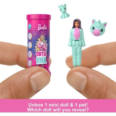 Barbie Mini BarbieLand Cutie Reveal Doll & Pet, 1.5-inch Color Dream Series (Styles May Vary)