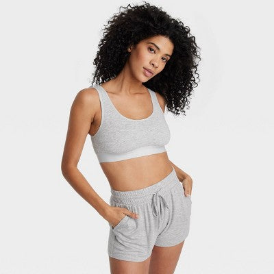 Women's Cotton Stretch Unlined Scoop Bralette - Auden Gray L