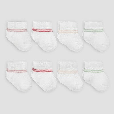 Carter's Just One You Baby Girls' 8pk Striped Ankle Socks - 3-12M