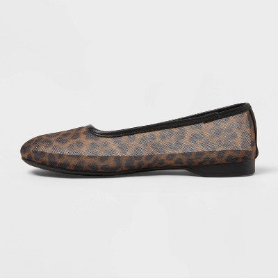 Women's Mel Mesh Flats Memory Foam A New Day Brown Leopard 11