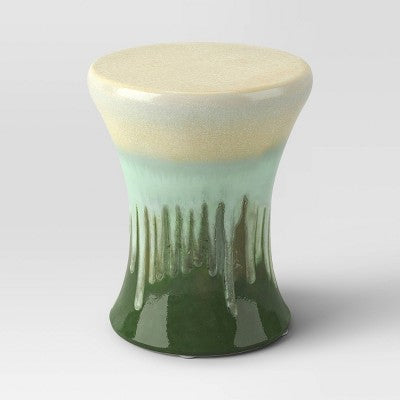 Glazed Ceramic Accent Table Green - Threshold