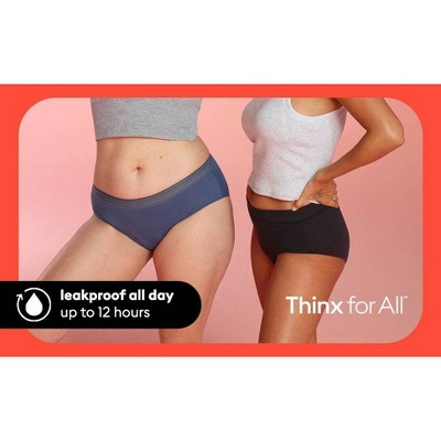 Thinx for All Women's Everyday Comfort Lace Leakproof Period Briefs - Black M: Mid Rise Cotton Gusset