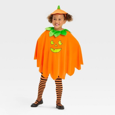 2pc Toddler Blacklight Responsive Pumpkin Poncho Halloween Costume Kit - Hyde and EEK! Boutique