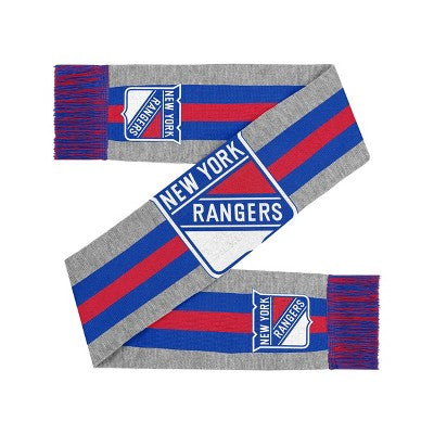 NHL New York Rangers Big Logo Scarf - Gray: Acrylic Midweight Wrap with Team Logo