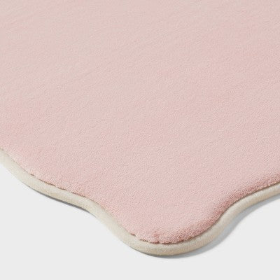 Scalloped Machine Washable Cushion Foam Bath Rug Pink - Room Essentials