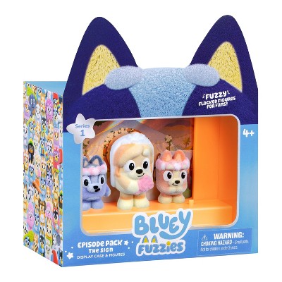 Bluey Fuzzies Episode Pack The Sign Display Case and Figures