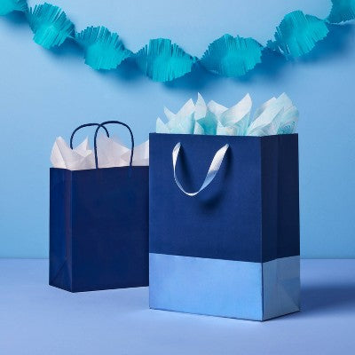 Navy and Blue Large Gift Bag with Tissue - Spritz