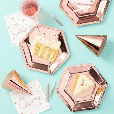 10ct 5" Metallic Foil Party Hats Rose Gold - Spritz