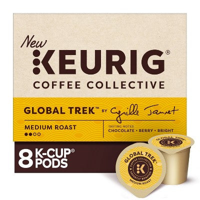 Keurig Coffee Collective Global Trek Medium Roast K-Cup Coffee Pods - 8ct: Arabica Beans, Chocolate, Berry Flavors (LOCAL PICKUP ONLY)