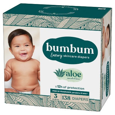 bumbum Luxury Skincare Disposable Diapers - Size 3 - 138ct
