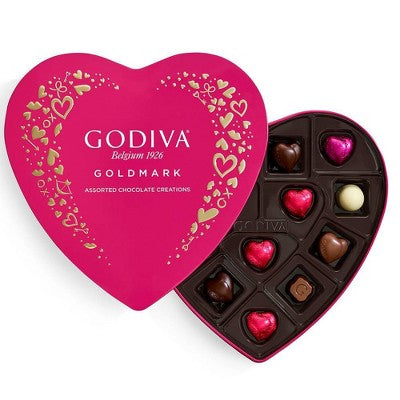 Godiva Valentine's Goldmark Assorted Chocolate Heart Box Candy - 4oz