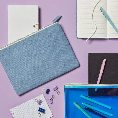 Large Single Zip Denim Pouch - Spritz