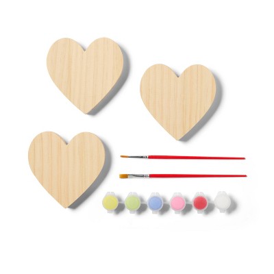 3ct Valentine's Craft Wood Hearts Painting Activity Kit - Mondo Llama
