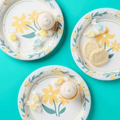 Disposable Plates - 24ct - Floral Border - 10" - up&up