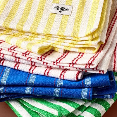 4pk Striped Kitchen Flour Sack Towels - Rosie Assoulin x Target Red/Yellow/Green