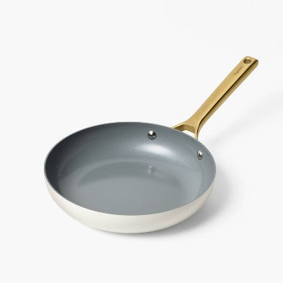 10" Nonstick Ceramic Coated Aluminum Frying Pan with Champagne Handle Cream - Figmint