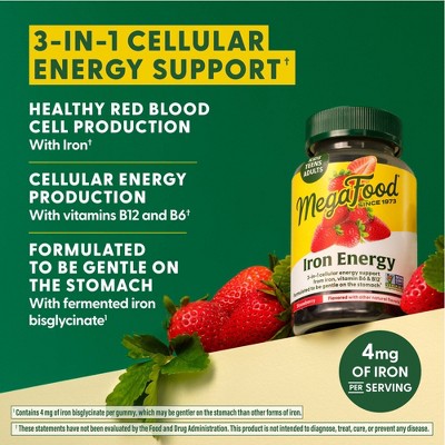 MegaFood Iron Energy Dietary Supplement Vegan Gummies - 60ct