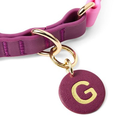 "G" Initial Collar Tag - Dark Magenta - The Cuddle Collab
