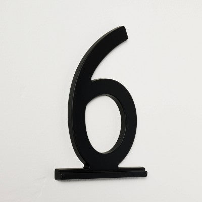 5" Metal House Number 6 Plaque Matte Black - Hearth & Hand with Magnolia: Aluminum Alloy, Address Numbers, Powder-Coated