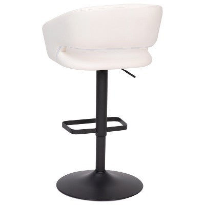Flash Furniture Erik Contemporary White Vinyl Adjustable Height Barstool with Rounded Mid-Back and Black Base (LOCAL PICKUP ONLY)