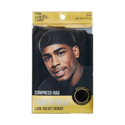 KISS Products Colors & Care Luxe Velvet Durag Compress-Rag - Black
