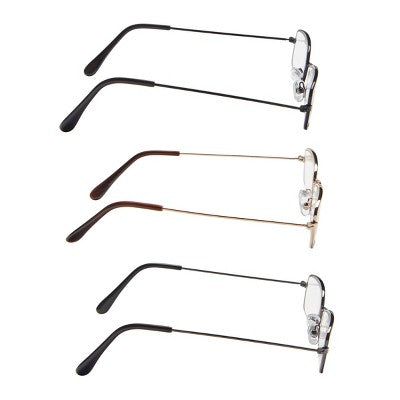 ICU Eyewear Oval Metal Reading Glasses +2.5 - 3pk