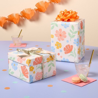 96"x30" Floral Wrapping Paper Cream - Spritz (LOCAL PICKUP ONLY)