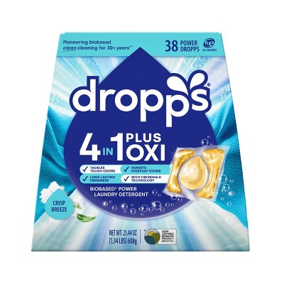 Dropps Crisp Breeze 4-in-1 Plus Oxi Power Biobased HE Deep Cleaning Concentrated Laundry Detergent Pods 38 Pacs - 21.44oz