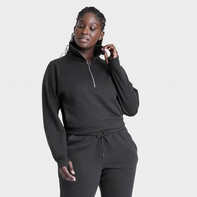 Women's Fleece Sweatshirt - All In Motion Black XL Lightweight