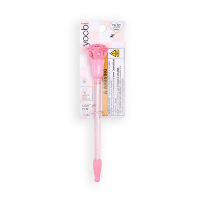 Yoobi Easter Light-Up Ballpoint Pen - Pink Rose, 1.0mm, Black Ink, Easter Basket Gift