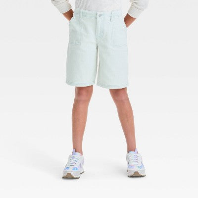 Girls' Mid-Rise Baggy Bermuda Jean Shorts art class Light Wash S