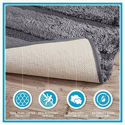 Madison Park 17"x24" Tufted Pearl Channel Solid Bath Rug Seafoam: Machine Washable, Latex Backing, OEKO-TEX Certified