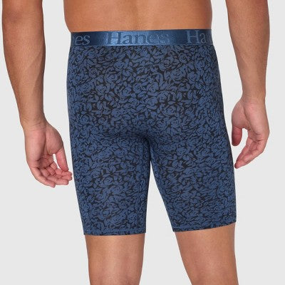 Hanes Originals Premium Men's SuperSoft Long Leg Boxer Briefs 3pk - Blue/Green/Gray M: Tagless, Moisture Wicking, Stretch Knit Fabric