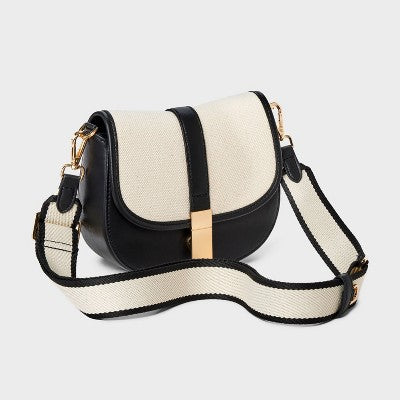 Saddle Crossbody Bag - A New Day Black/Natural