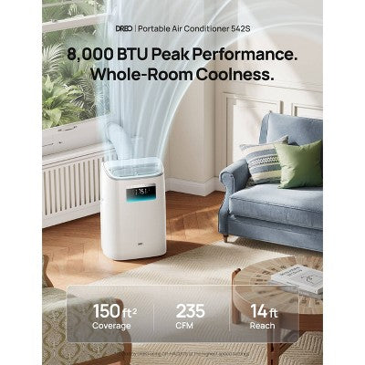 DREO Smart 3-in-1 Portable 5000 BTU (8000 BTU ASHRAE) Air Conditioner with Drainage-Free Cooling Fan and Dehumidifier Timer (LOCAL PICKUP ONLY)