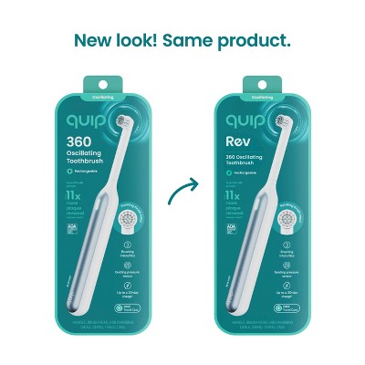 quip Rev Oscillating Rechargeable Electric Toothbrush + Travel Case - White/Blue