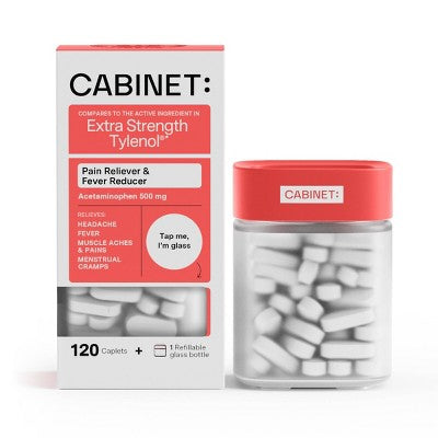 Cabinet Health Acetaminophen Pain Reliever and Fever Reducer Refillable Glass Bottle - 120ct