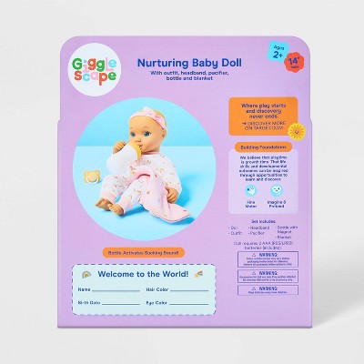14" Nurturing Baby Doll - Blonde Hair + Blue Eyes - Gigglescape