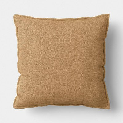 Square Linen Pillow with Flange and Contrast Neutral Reverse - Threshold